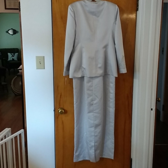 NWT Michaelangelo Silver Satin & Lace 👗 W/Jacket - Picture 2 of 7